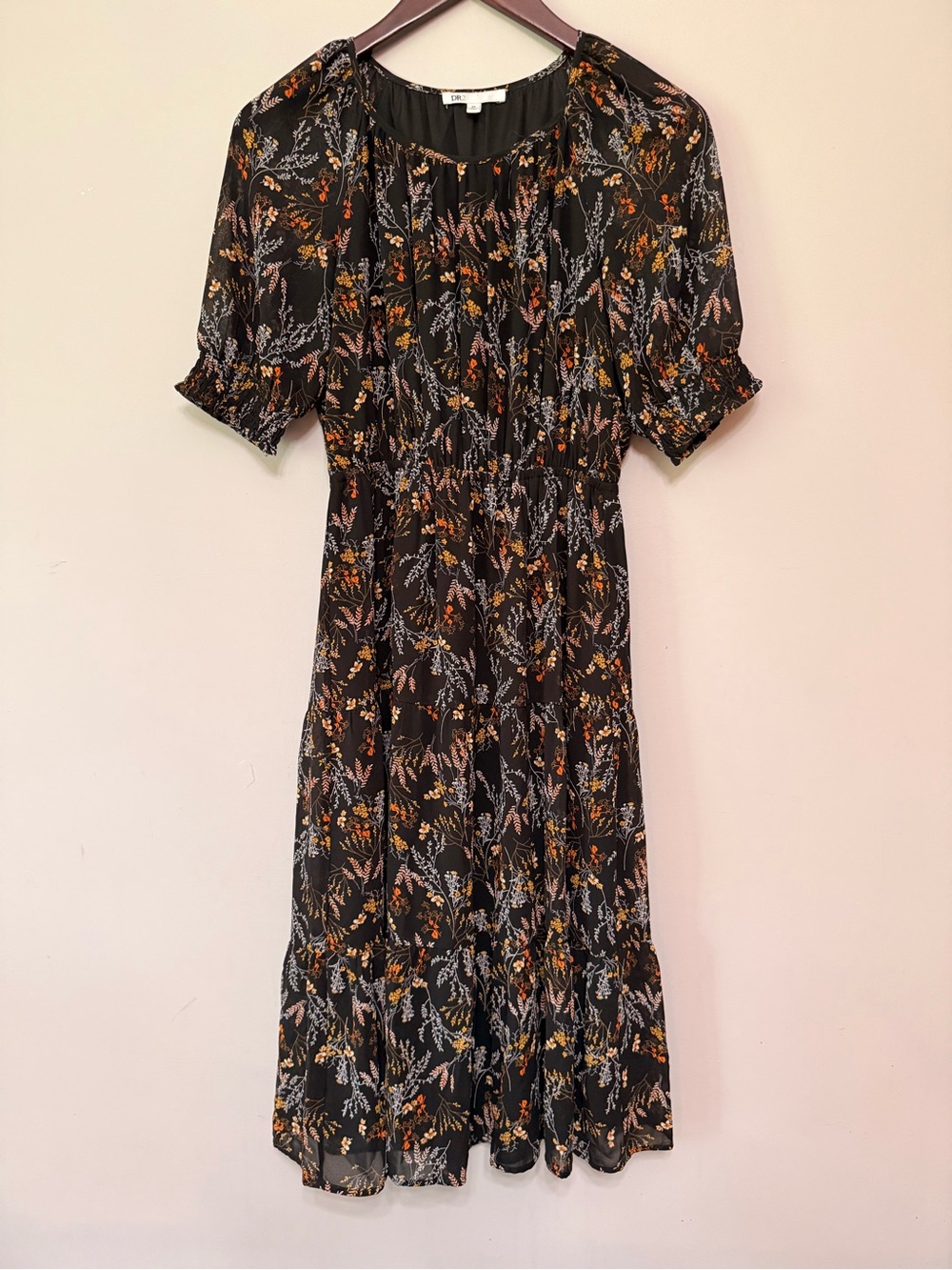 DR2 Black Sheer Floral Maxi Dress